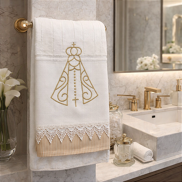 TOALHA DE LAVABO AVULSO BORDADO - NOSSA SENHORA, 30cm x 45cm.