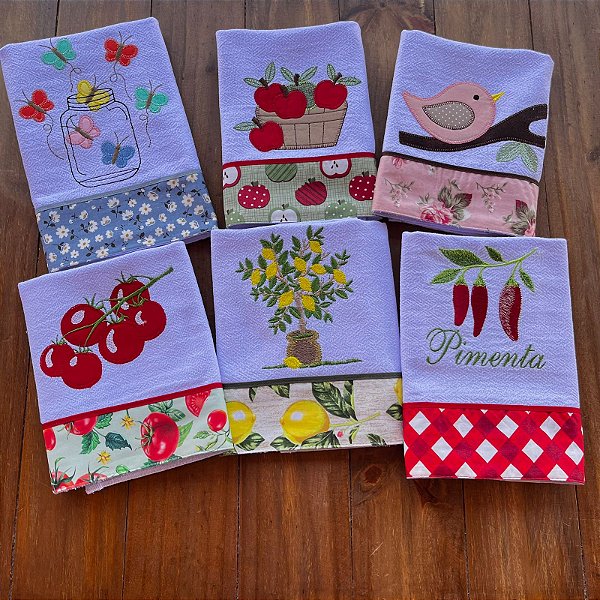 Kit 6 Panos de Prato - FESTA 65cm x 44cm.