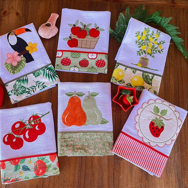 Kit 6 Panos de Prato - COZINHA COMPLETA, 65cm x 44cm.