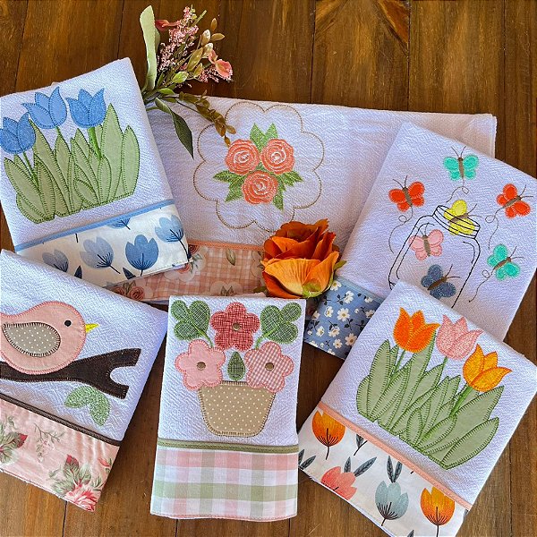 Kit 6 Panos de Prato - DELICADA, 65cm x 44cm.