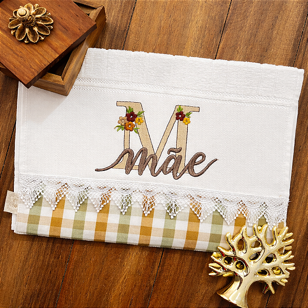 TOALHA DE LAVABO AVULSO BORDADO - MÃE PEROLA, 30cm x 45cm.