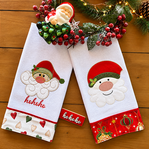 KIT 2 PANOS DE PRATO BORDADO NATAL - 020, 65X44CM