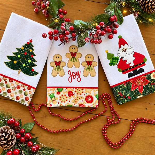 KIT 3 PANO DE PRATO NATAL – 019, 65cm x 44cm.