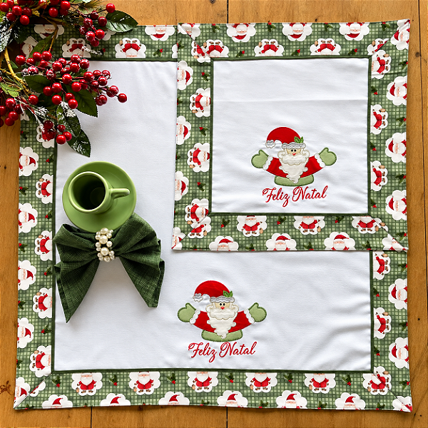 Centro de Mesa e Fogão NATAL- FELIZ NATAL, 100% Algodão.