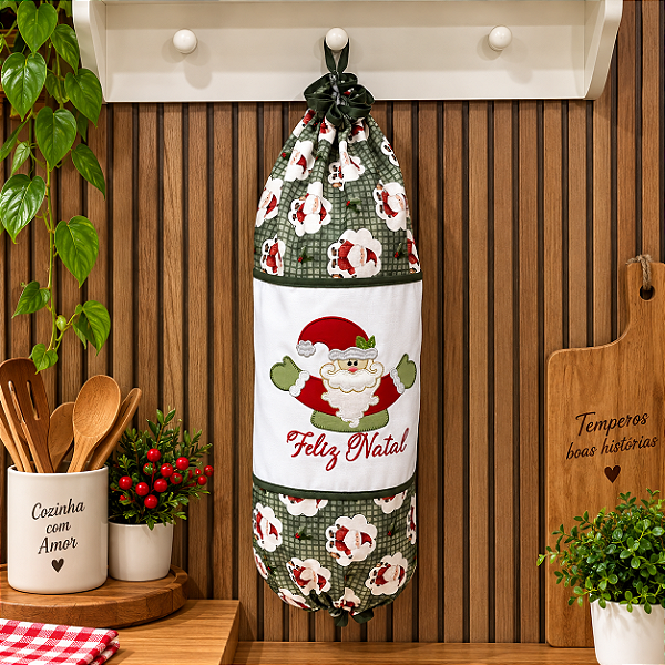 PUXA SACO NATAL - FELIZ NATAL, 49cm x 49cm.