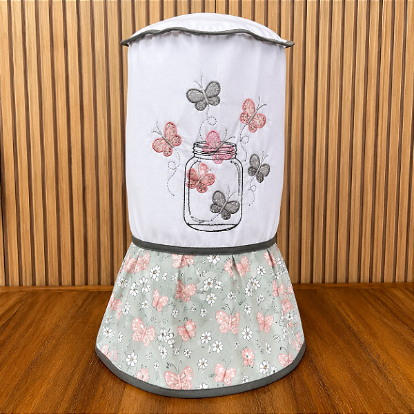CAPA DE LIQUIDIFICADOR - BORBOLETAS CINZA 63CM X 38CM.