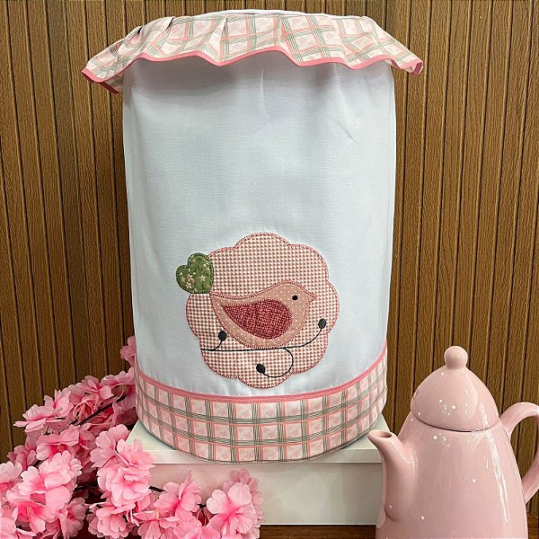 CAPA GALÃO 10 LITROS – BIRD ROSA, 27CM X 25CM.