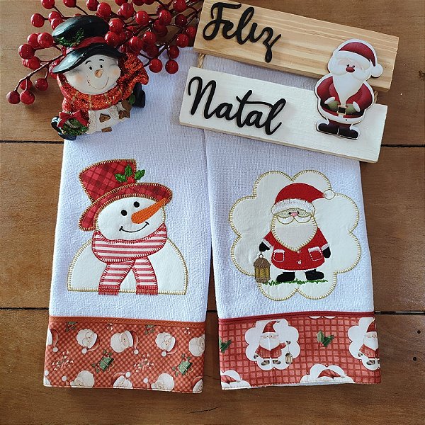 NATAL - KIT 2 PANOS DE PRATO, VERMELHOS 65X44CM