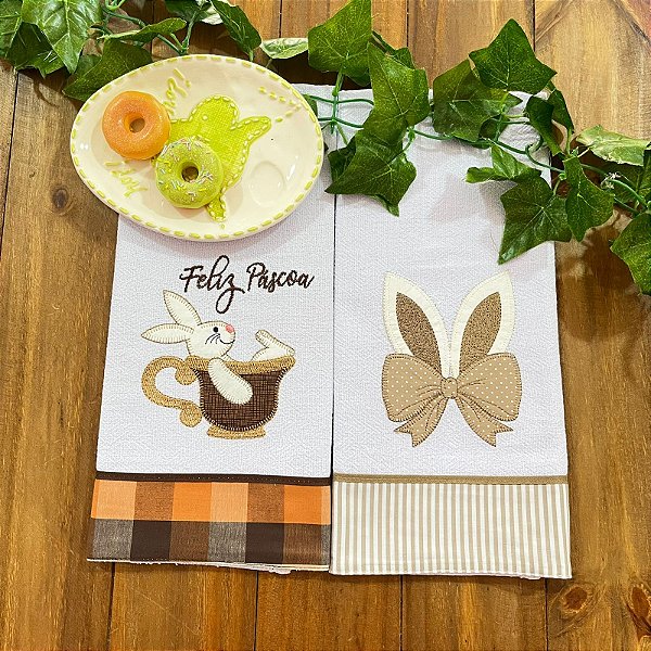 KIT 2 PANOS DE PRATO - PÁSCOA CHOCOLATE