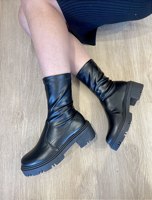 Bota Coturno Preto Napa Vicky