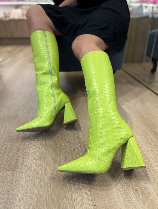 Bota Cano Alto Salto Triângulo Lemon Tabata