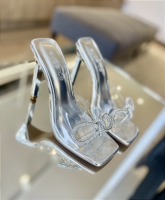 Tamanco Laço Brilhos Prata Elizabeth