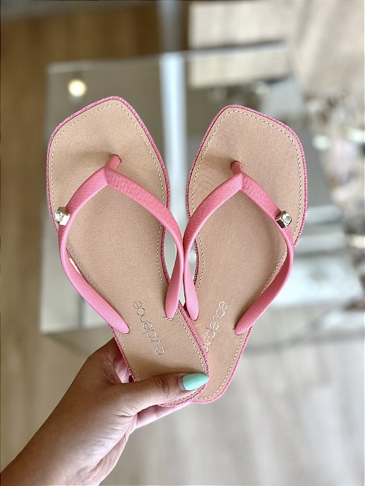 Chinelo Detalhe De Pedra Na Tira Rosa Dara