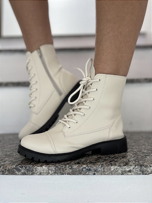 Bota Coturno Com Cadarço Off White Suzana