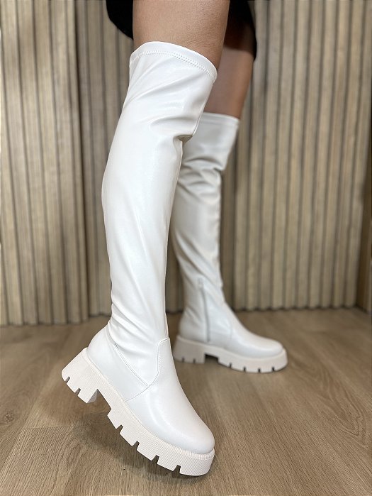 Bota Off White Tratorada Cano Longo Em Napa Ramona