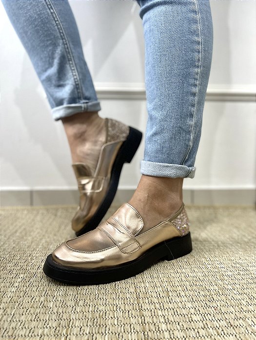 Mocassim Rosê Detalhe De Brilho Tainá