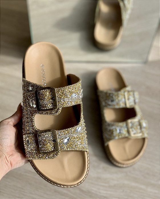 Birken Caramelo Com Aplicações Dourada Junia