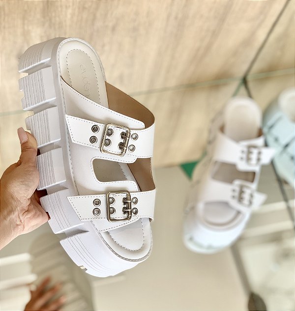 Flatform Branca Tira fivela Tuane