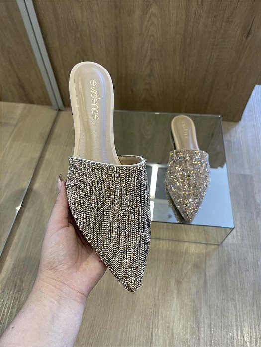Mule Rose Com Strass Natalia