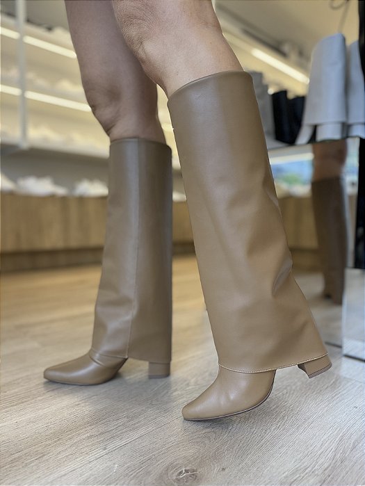 Bota Caramelo Longa Com Manta Evelin