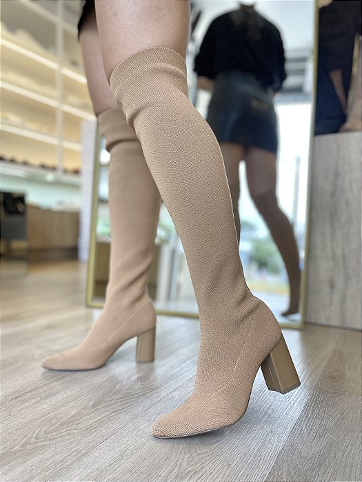 Bota Over Em Malha Caramelo Ariela