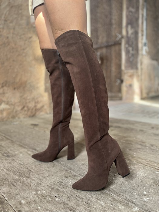 Bota Marrom Bota Over The Knee Com CalÃ§a Jeans Bota Salto Bota