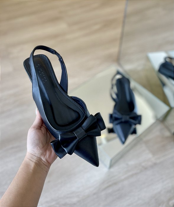 Sapatilha Slingback Preto Laço Joana