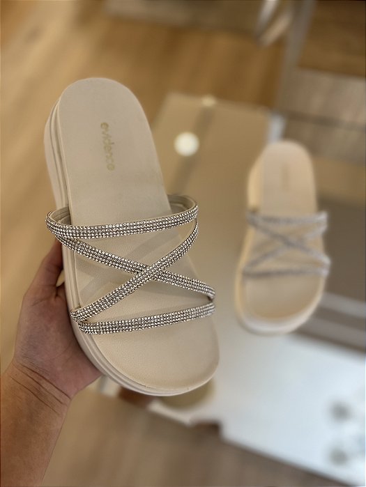Papete Off White Tira de Brilhos Lauren