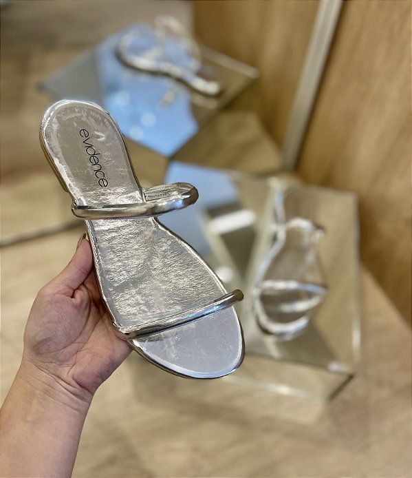 Flat Prata Duas Tiras Pâmela