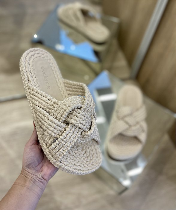 Flat Palha Trançado Raiana