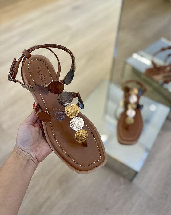 Sandália Rasteira Camel Eloise