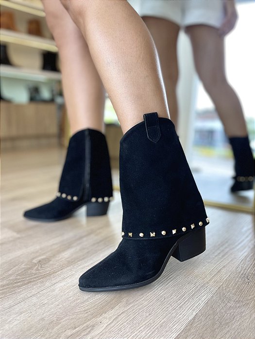 Bota Saia Camurça Preta Rúbia