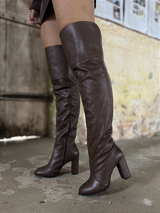 Bota Over Couro Marrom Talita