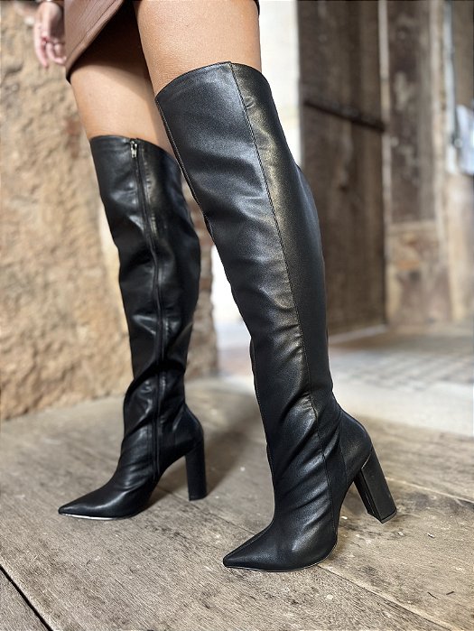 Bota Over Napa Salto Bloco Preta Selena