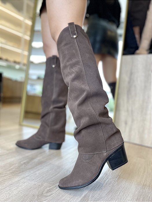 Bota 2 em 1 Couro Camurça Marrom Debora