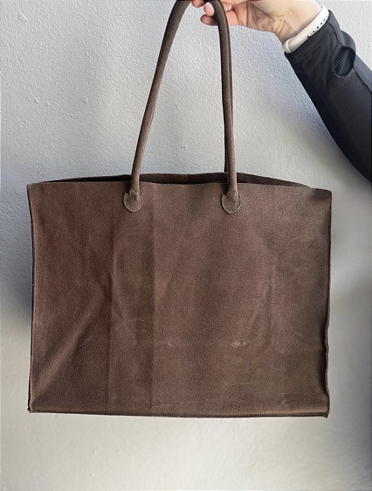 Bolsa Marrom Grande Couro Camurça Miami