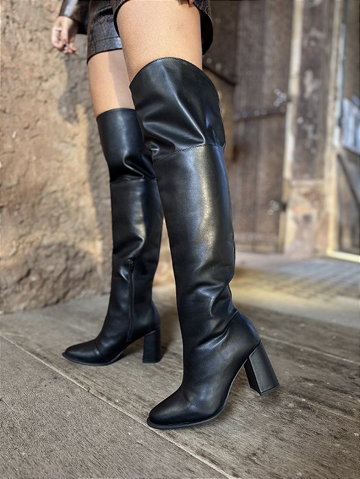 Bota Over Preta Cano Longo Olivia