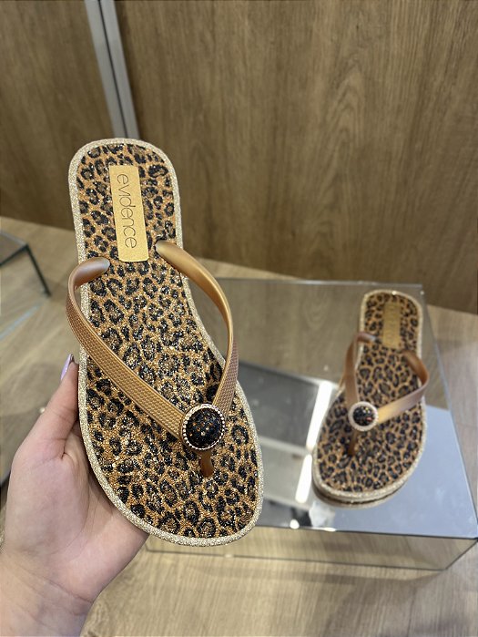 Chinelo Animal Print Com Pedraria Ivana