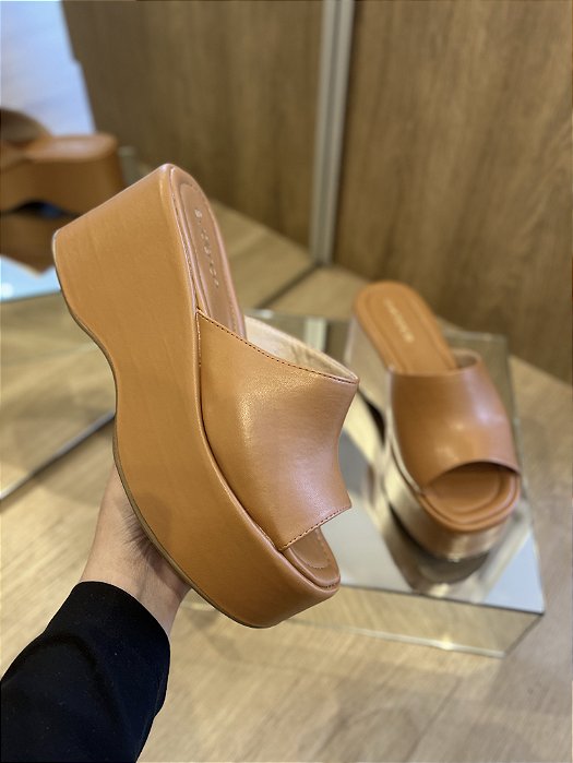 Tamanco Flatform Slide Caramelo Cindy