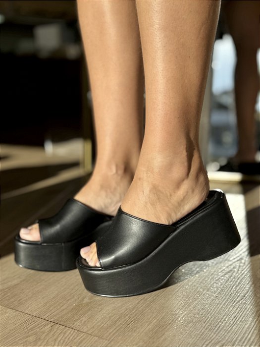 Tamanco Flatform Slide Preto Cindy