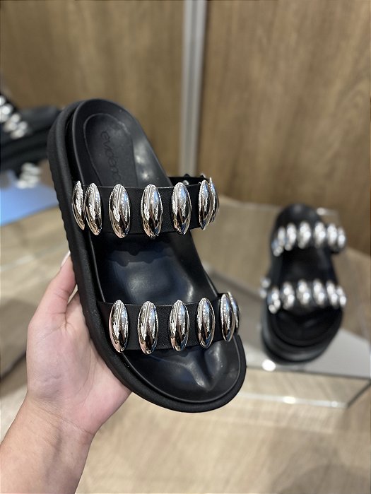 Papete Preta Com Aplicações Prata Carly