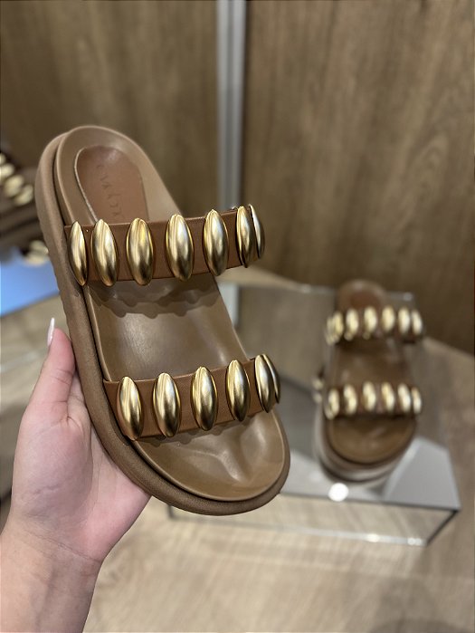 Papete Marrom Com Aplicações Dourada Carly