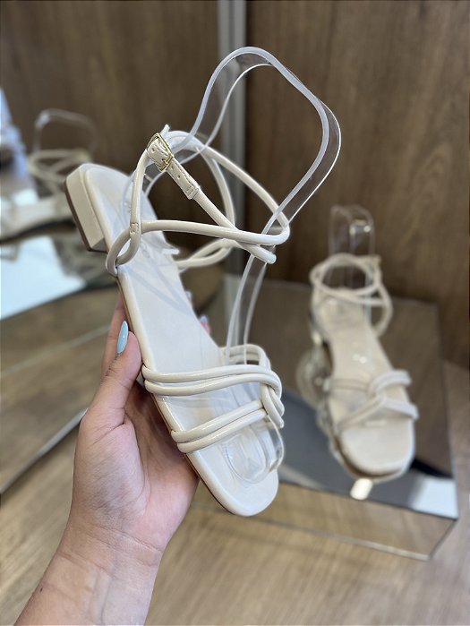 Sandália Rasteira Off White Amarração Kylie