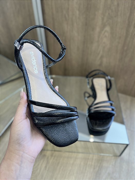 Sandália Rasteira Preta Amarração Marcela