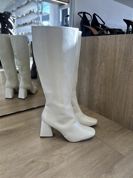 Bota Cano Alto Off White Salto Bloco Bruna