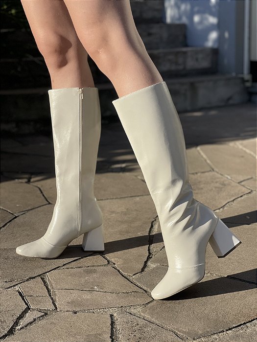 Bota Cano Alto Off White Salto Bloco Bruna