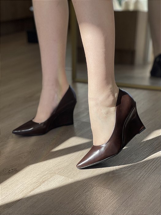 Scarpin Marrom Salto Anabela Daia