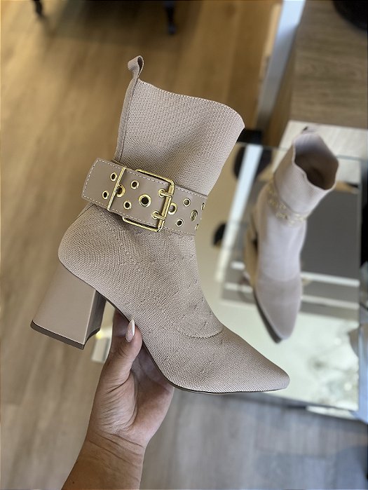 Bota De Malha Bege 2 Em 1 Juliete