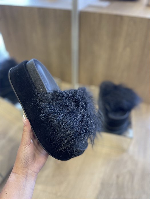 Flatform Preto Com Pelos Alicia