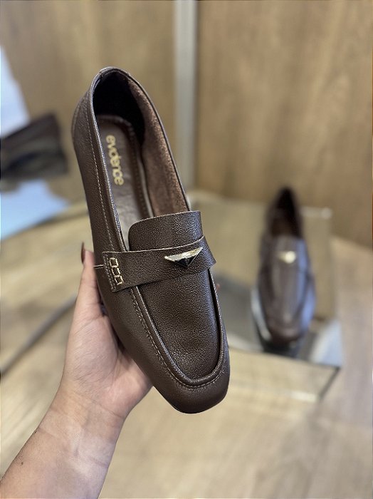 Mocassim em Couro Marrom Café Bethy
